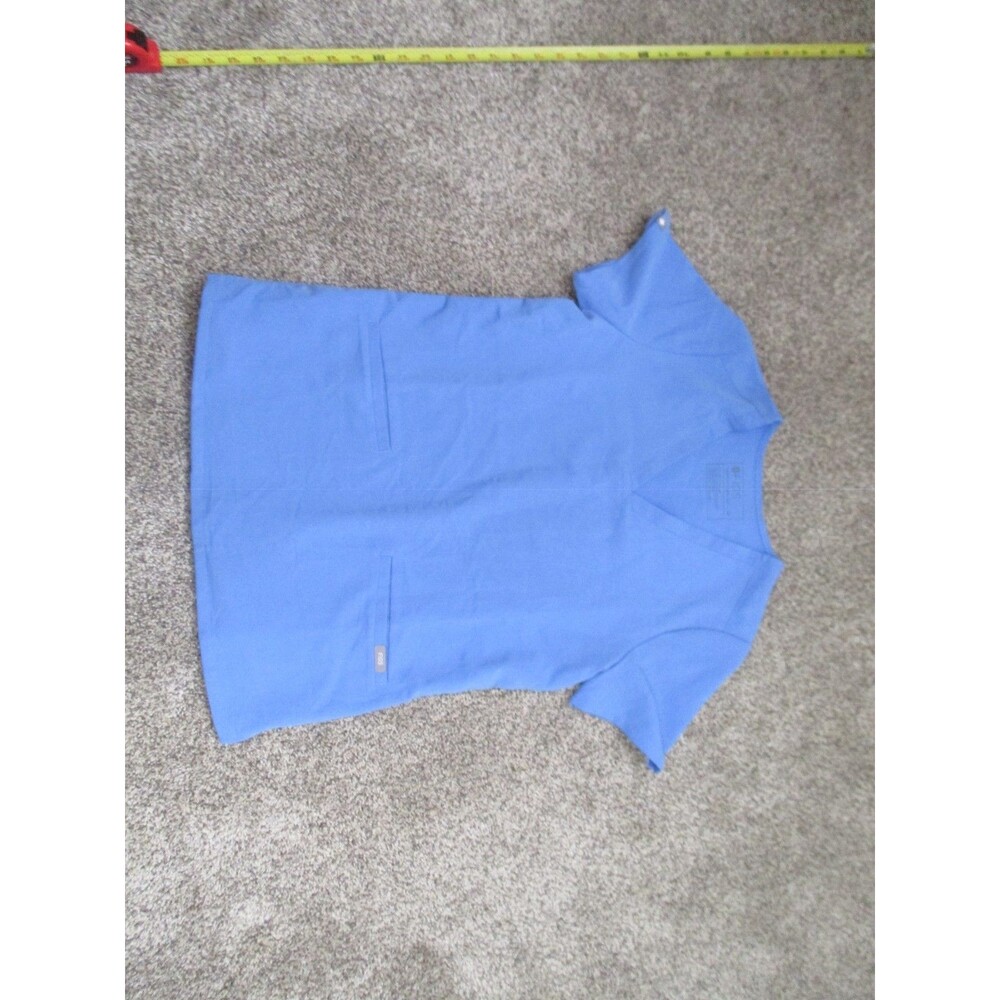 FIGS Technical Collection Scrub Top XS Blue Solid Polyester Blend